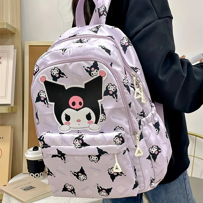 Sanrio Hello Kitty Kuromi Melody Cinnamoroll Large Capacity Backpack, Cartoon Anime Canvas Schoolbag, Cute Kawaii Knapsack