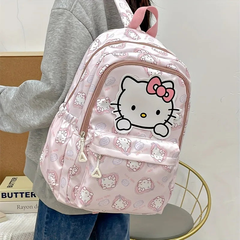 Sanrio Hello Kitty Kuromi Melody Cinnamoroll Large Capacity Backpack, Cartoon Anime Canvas Schoolbag, Cute Kawaii Knapsack