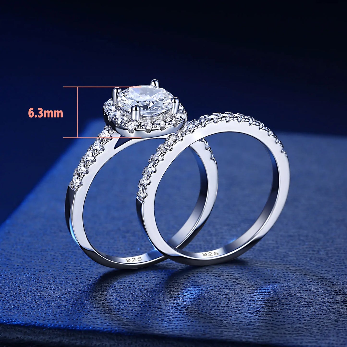 Newshe Prata 925 Silver Engagement Rings Set for Women Anillos Brilliant Halo Round Cut Cubic Zircon Luxury Wedding Jewelry