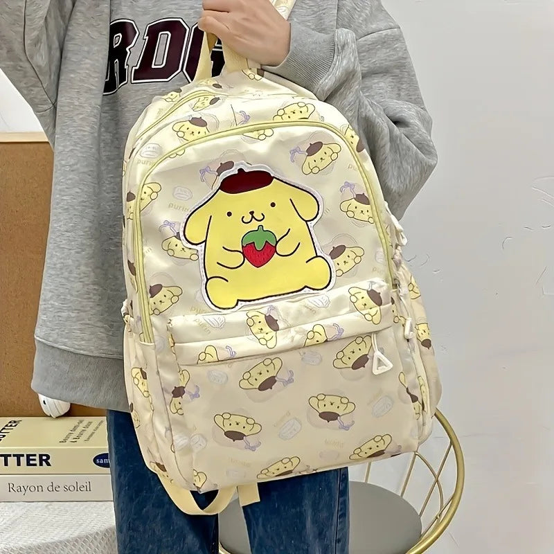 Sanrio Hello Kitty Kuromi Melody Cinnamoroll Large Capacity Backpack, Cartoon Anime Canvas Schoolbag, Cute Kawaii Knapsack